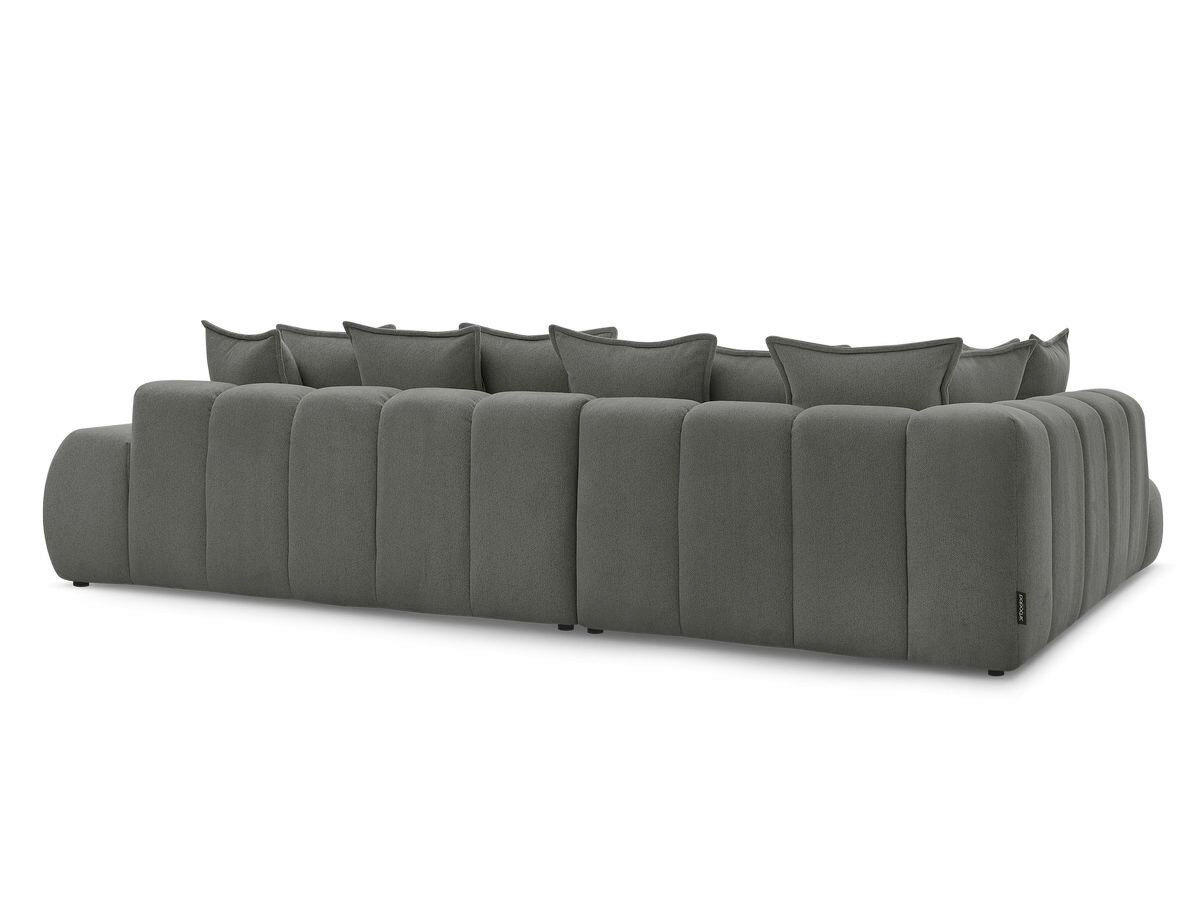 ECKSOFA Ottomane links  EVEREST Dunkelgrau Flachgewebe  - Dunkelgrau/Schwarz, MODERN, Kunststoff/Textil (210/352cm) - Livetastic