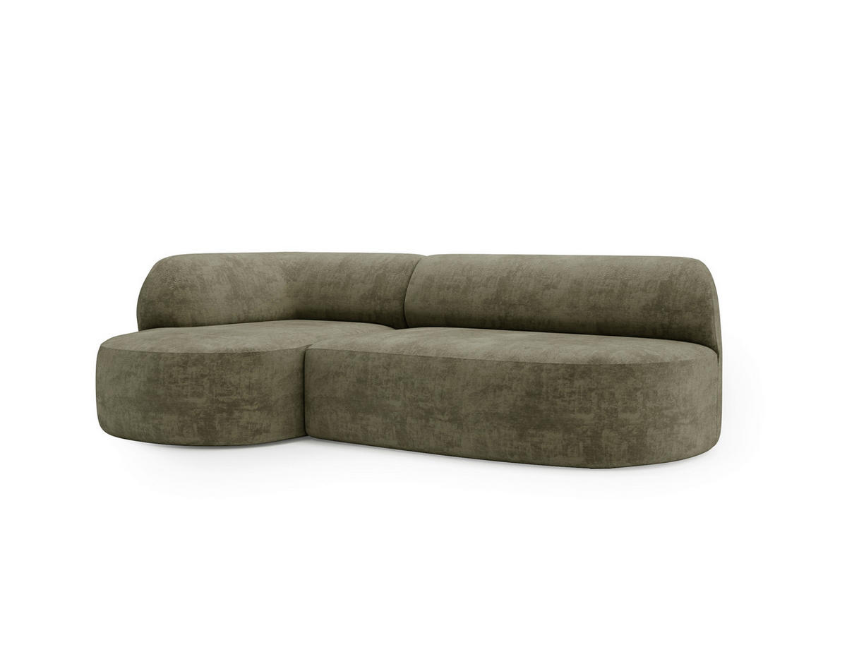 ECKSOFA Chenille Grün  - Schwarz/Grün, Design, Kunststoff/Textil (156/218cm) - Livetastic