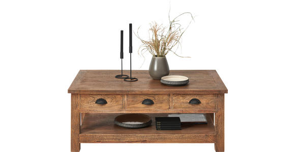 COUCHTISCH Mangoholz massiv 115/70/45 cm rechteckig Braun - Silberfarben/Braun, Trend, Holz/Metall (115/70/45cm) - Ambia Home