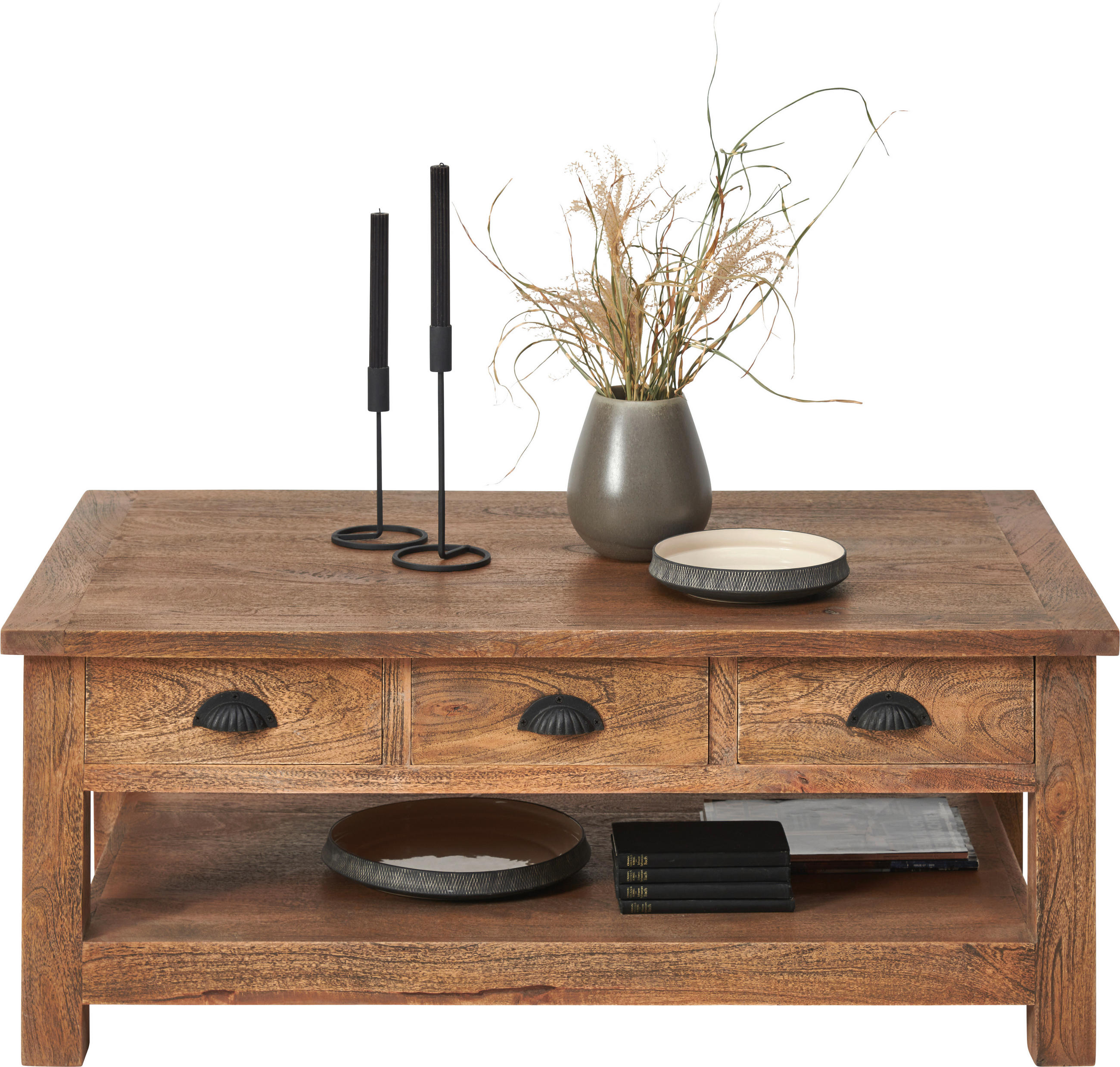 SOFFBORD i trä 115/70/45 cm  - brun/silver, Trend, metall/trä (115/70/45cm) - Ambia Home
