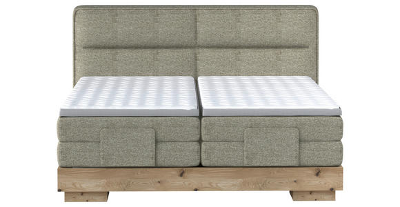 BOXSPRINGBETT 180/200 cm in Eichefarben, Olivgrün - Eichefarben/Olivgrün, Natur, Holz/Textil (180/200cm) - Valnatura