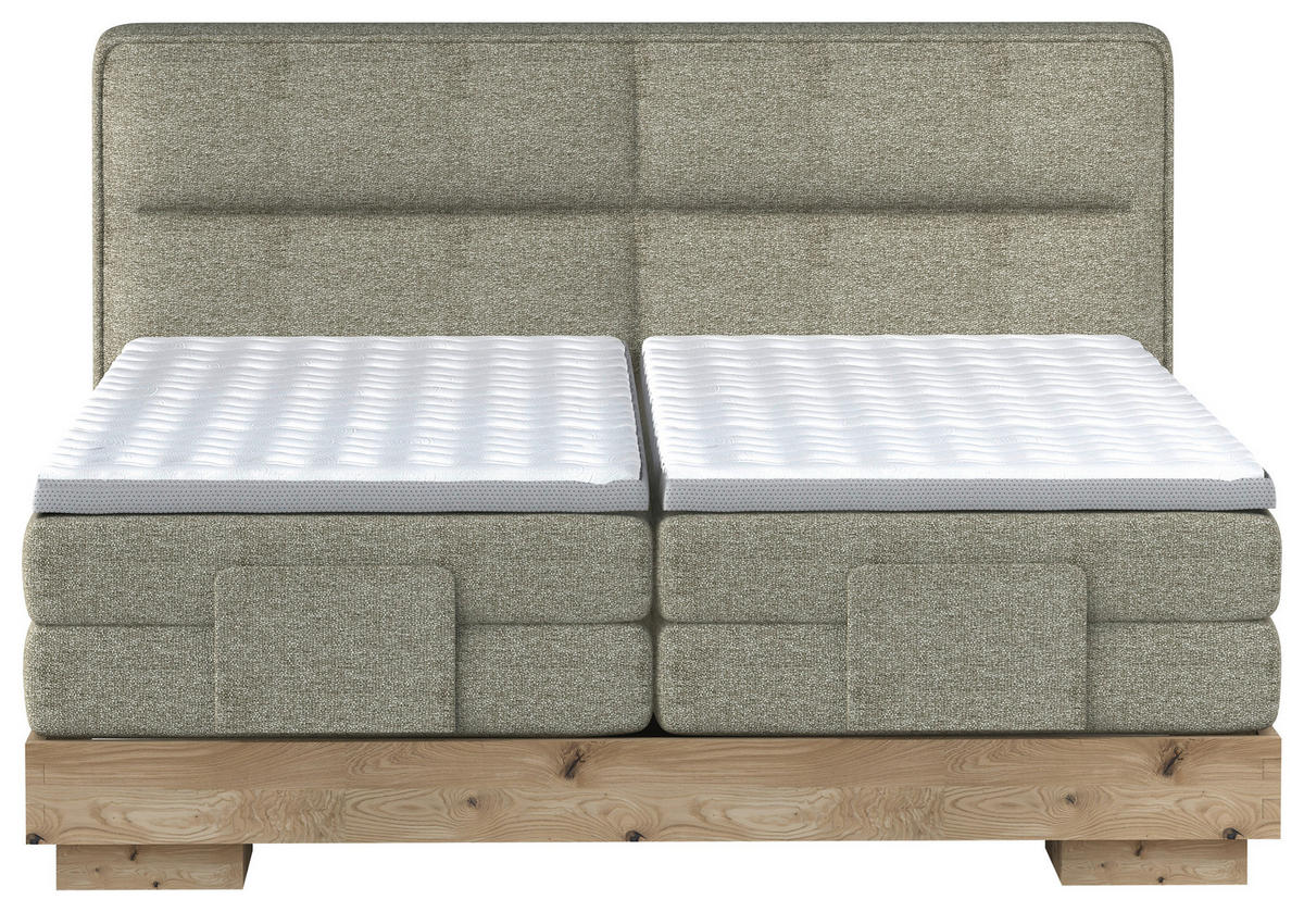 BOXSPRINGBETT 180/200 cm  in Eichefarben, Olivgrün  - Eichefarben/Olivgrün, Natur, Holz/Textil (180/200cm) - Valnatura