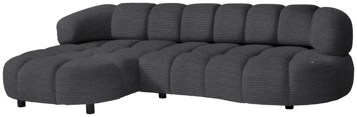 ECKSOFA in Cord, Velours Anthrazit  - Anthrazit/Schwarz, Design, Holz/Textil (183/284cm) - Welnova