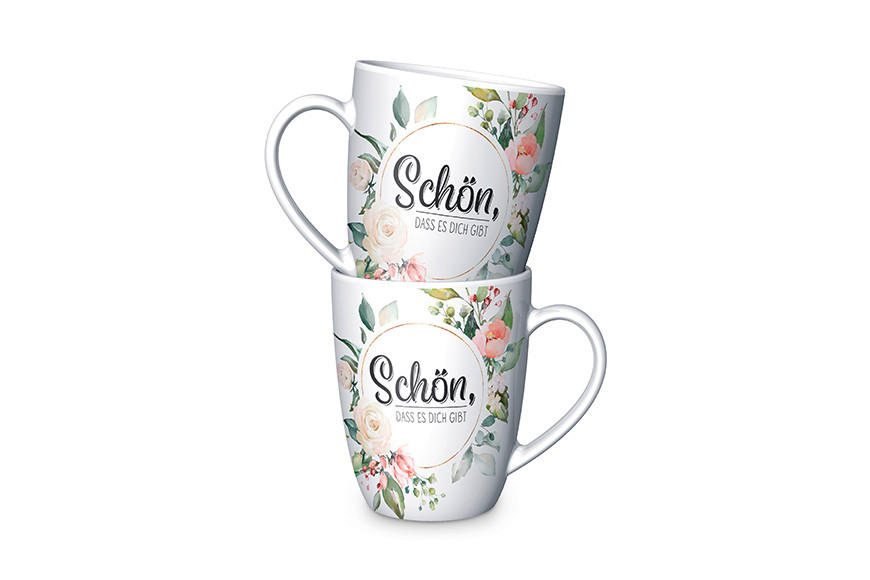 KAFFEEBECHER Lovely Greetings  250 ml   - Rosa/Weiß, Basics, Keramik (14,9/19,8/8,2cm)