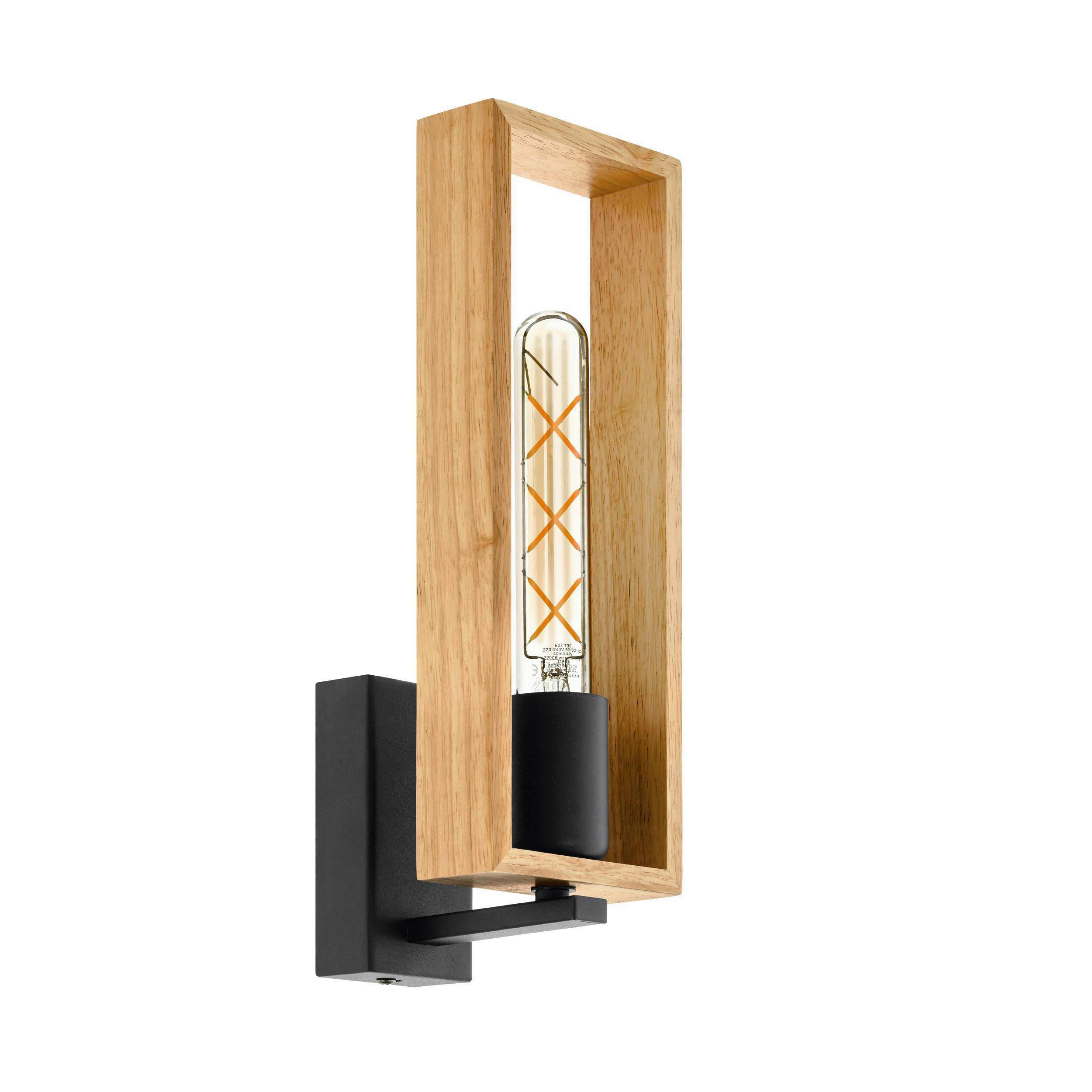 VÄGGLAMPA 5/11 cm   - brun/svart, Natur, metall/trä (5/11cm) - Eglo
