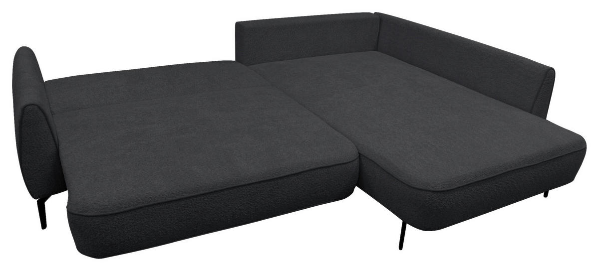ECKSOFA Dunkelgrau Bouclé  - Dunkelgrau/Creme, Design, Textil/Metall (273/204cm) - MID.YOU