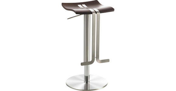 BARHOCKER in Holz, Metall Wengefarben, Edelstahlfarben - Wengefarben/Edelstahlfarben, Design, Holz/Metall (36/58-85/34cm) - Novel