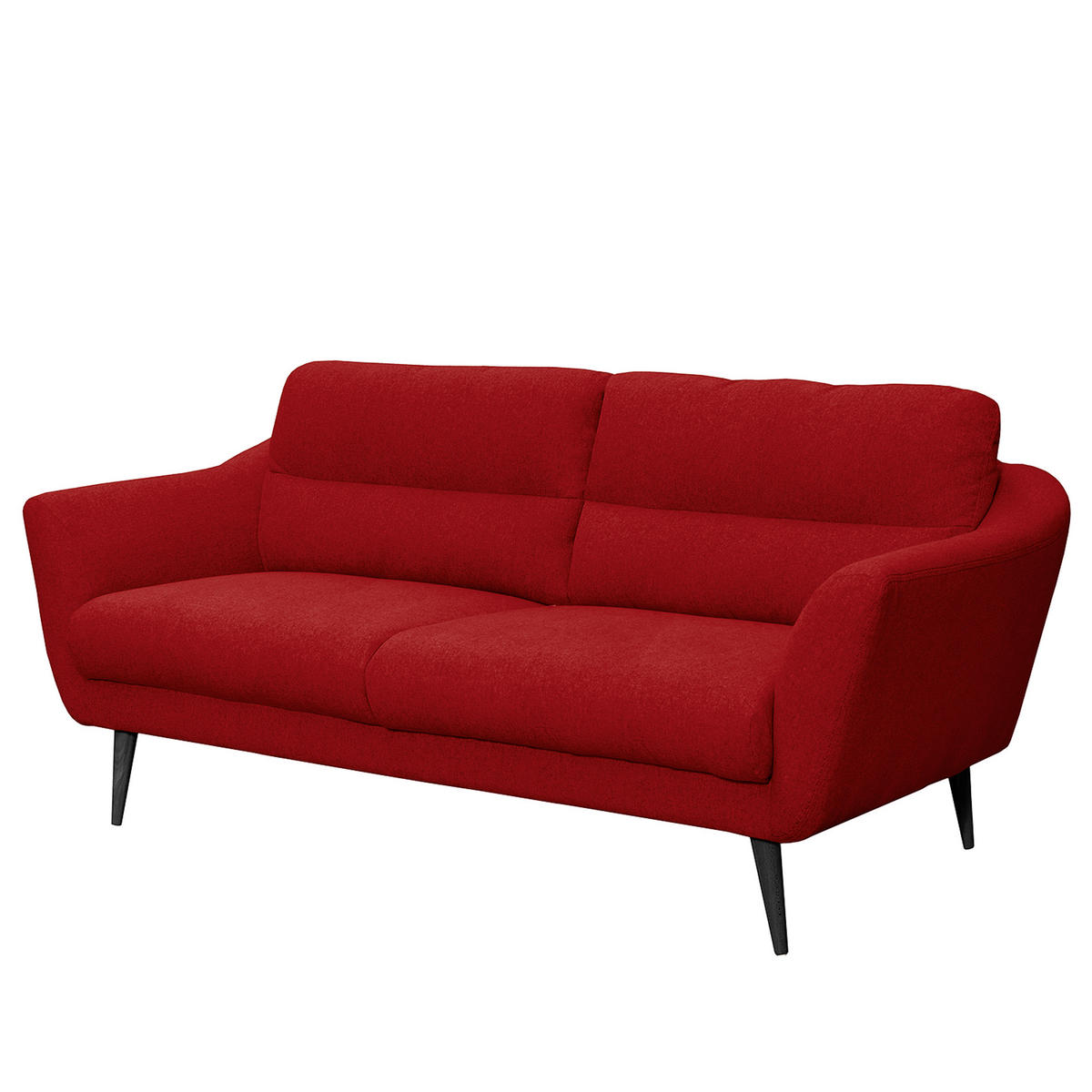 2,5-SITZER Webstoff Rot  - Rot/Schwarz, Design, Holz/Textil (187/87/88cm) - Livetastic