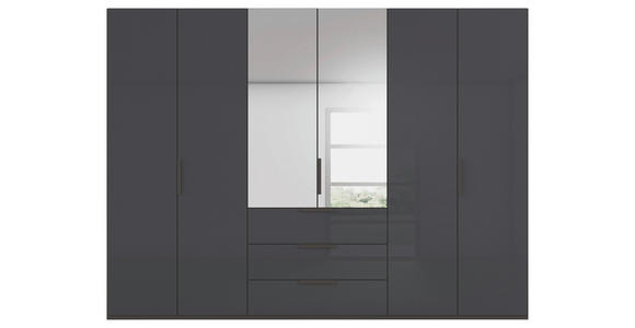 DREHTÜRENSCHRANK 301/235/61 cm,  in Graphitfarben, 6-türig  - Graphitfarben, Basics, Glas/Holzwerkstoff (301/235/61cm) - Novel