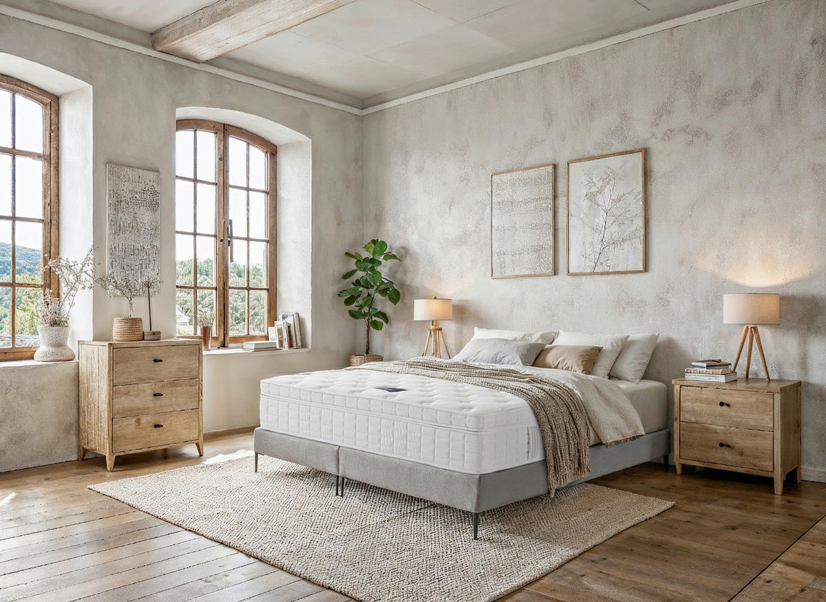 BOXSPRINGMATRATZE - Weiss, Basics, Textil (120/210cm)