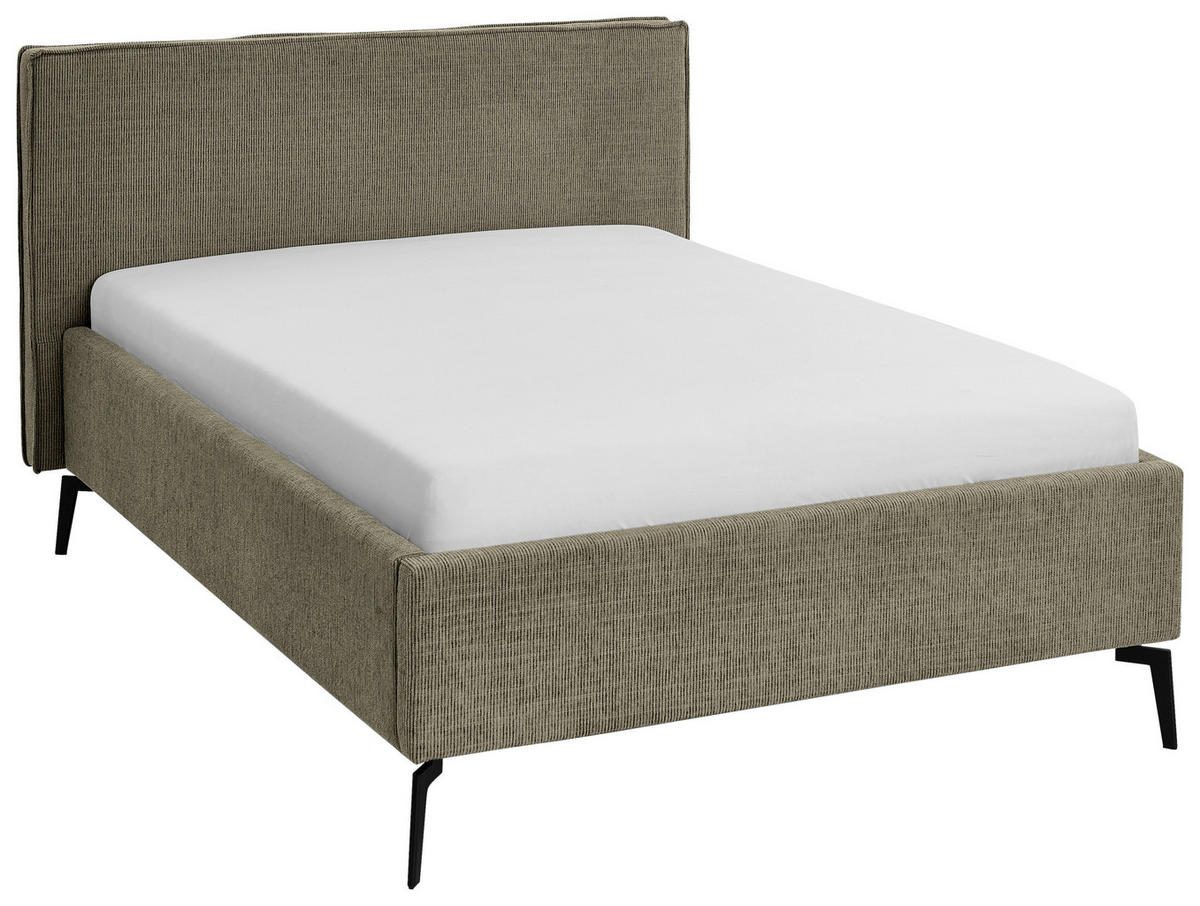POLSTERBETT 140/200 cm  in Olivgrün  - Birkefarben/Buchefarben, Design, Holz/Textil (140/200cm) - home24