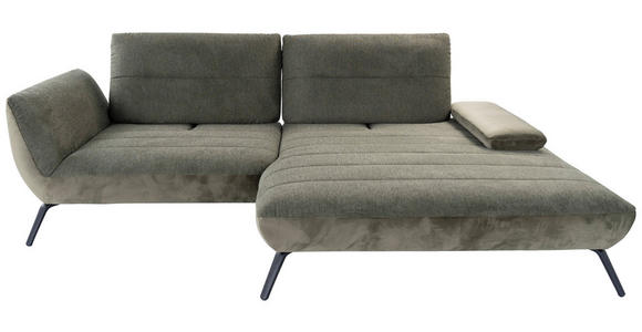 ECKSOFA Olivgrün Webstoff - Schwarz/Olivgrün, KONVENTIONELL, Textil/Metall (273/191cm) - Carryhome