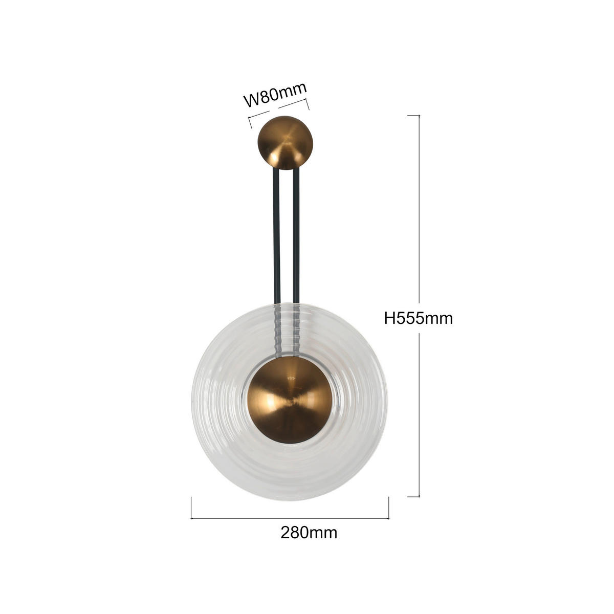 WANDLEUCHTE - Transparent, Konventionell, Glas (55.5/28/5cm)