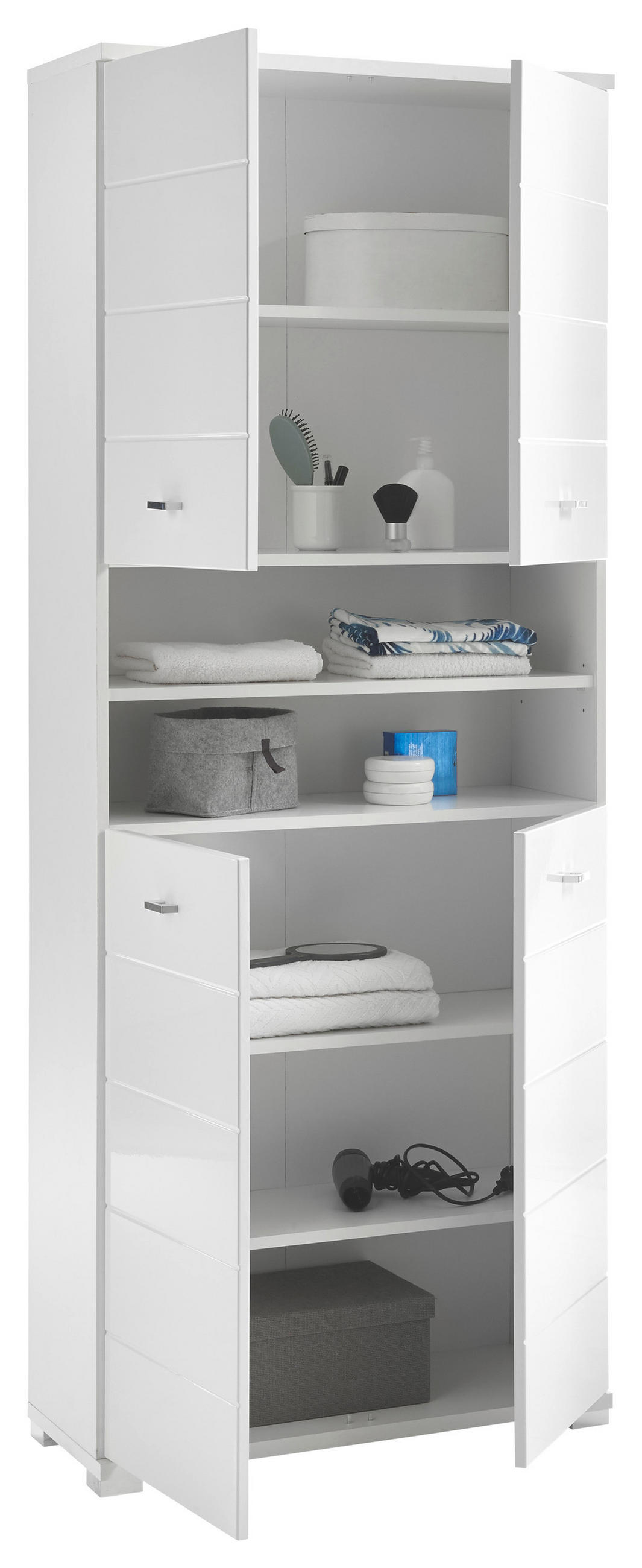 HÖGSKÅP  - vit/silver, Basics, trämaterial/plast (76/190/31cm) - Livetastic