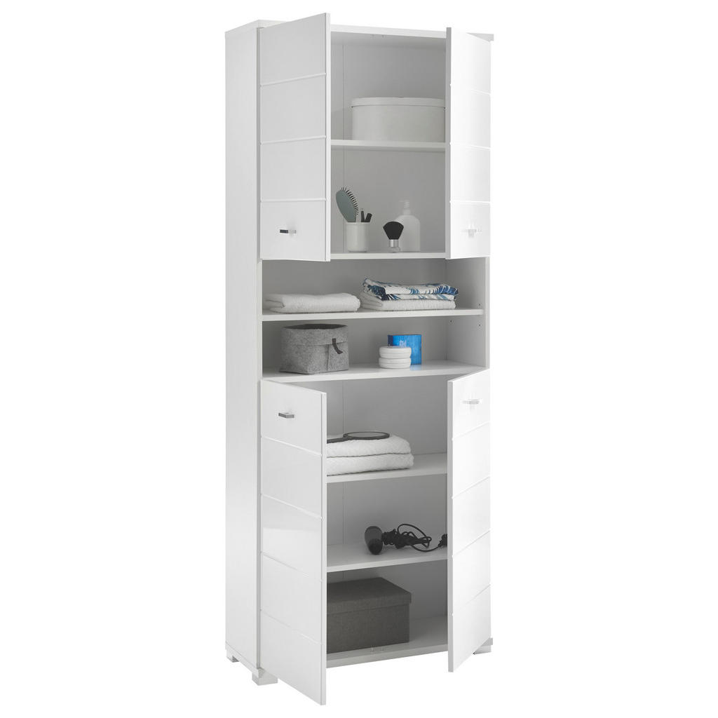 Thumbnail - Livetastic Hochschrank, Weiß, Holzwerkstoff, 3 Fächer, 76x190x31 cm, Made in EU, stehend, Badezimmer, Badezimmerschränke...