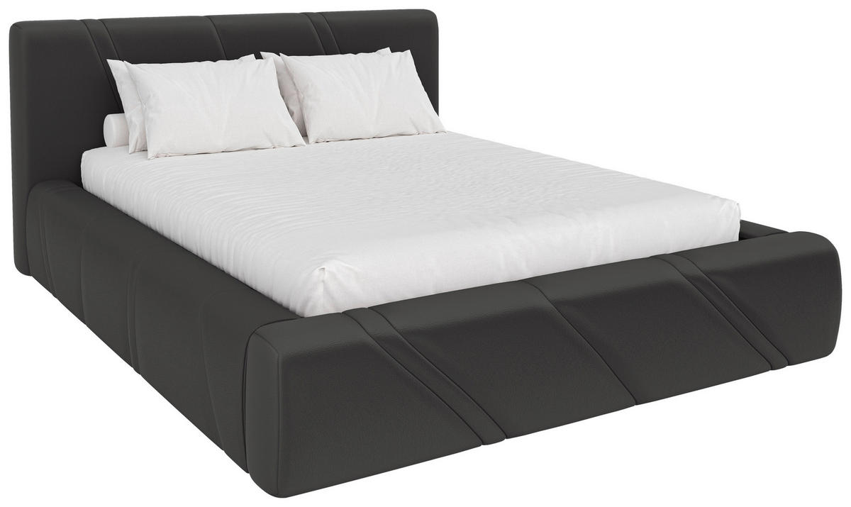 POLSTERBETT 140/200 cm,  in Anthrazit, gepolstertes Kopfteil, Lattenrost, Bettkasten,  - Anthrazit/Schwarz, Design, Holz/Kunststoff (140/200cm) - Chameo