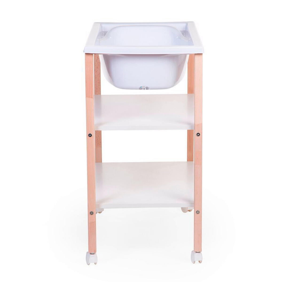 WICKELTISCH 2in1 Set Wickeltisch + Badewanne Weiß, Buchefarben  - Buchefarben/Weiß, KONVENTIONELL, Holzwerkstoff/Kunststoff (91,5/53,5/106,5cm) - Childhome