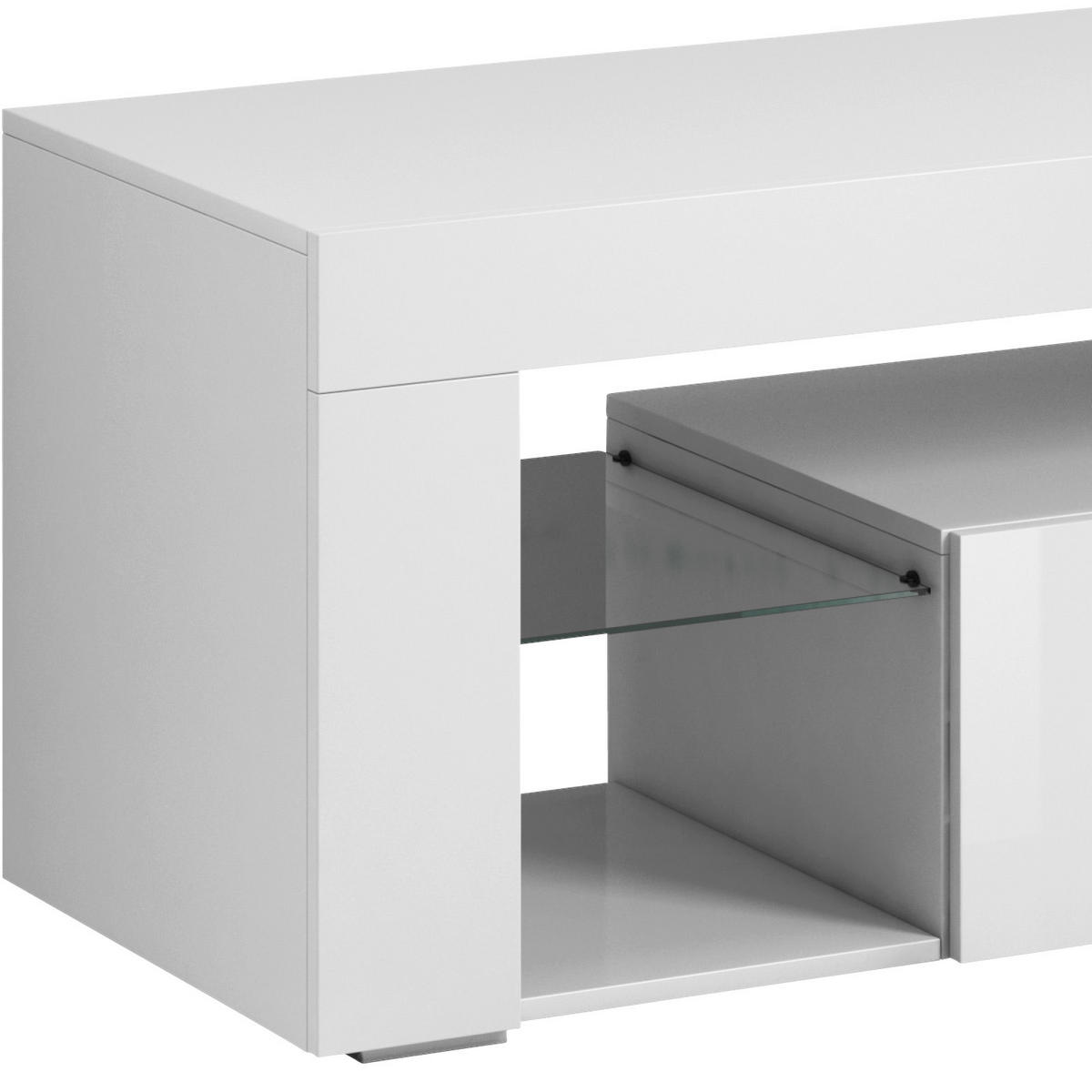 KOMODA POD TELEVIZI, bílá, 140/50/35 cm - bílá, Basics, kompozitní dřevo/sklo (140/50/35cm) - P & B