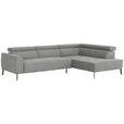 ECKSOFA Hellgrau Feincord  - Hellgrau/Schwarz, Design, Textil/Metall (280/205cm) - Xora
