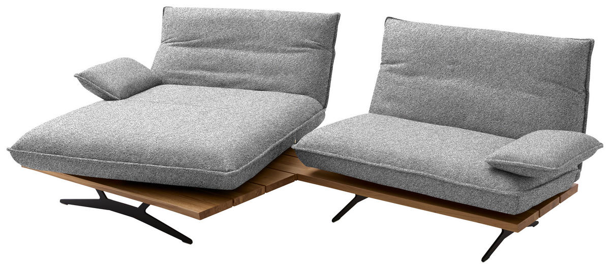 ECKSOFA  in Chenille, Flachgewebe Grau, Wildeiche  161/284 cm  - Wildeiche/Schwarz, Design, Holz/Textil (161/284cm) - Koinor