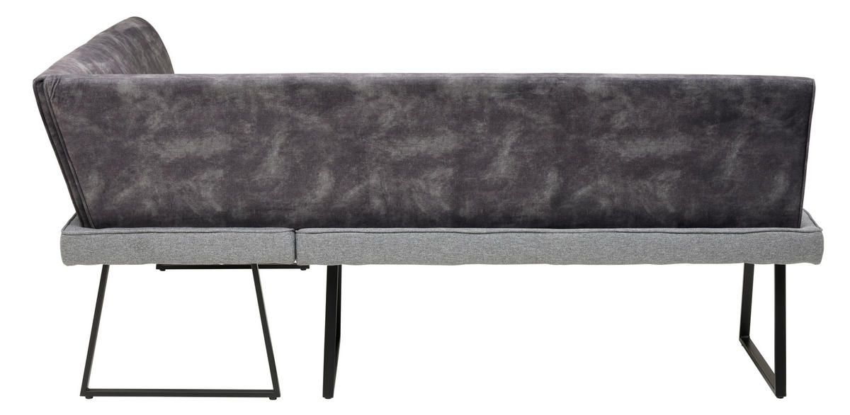 ECKBANK Holz, Metall, Textil Dunkelgrau  - Dunkelgrau/Schwarz, Konventionell, Holz/Textil (205/155cm) - MID.YOU