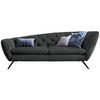 CHESTERFIELD-SOFA in Mikrofaser Schwarz, Dunkelgrau  - Dunkelgrau/Schwarz, Design, Textil/Metall (223/84/90cm) - Pure Home Lifestyle