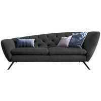CHESTERFIELD-SOFA in Mikrofaser Schwarz, Dunkelgrau  - Dunkelgrau/Schwarz, Design, Textil/Metall (223/84/90cm) - Pure Home Lifestyle