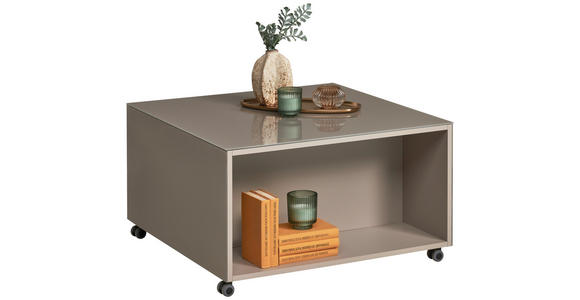 COUCHTISCH Flachglas 75/75/42 cm rechteckig Taupe  - Taupe, Design, Glas/Holzwerkstoff (75/75/42cm) - Novel