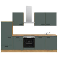KÜCHENLEERBLOCK 300 cm   in Eichefarben, Dunkelgrün  - Dunkelgrün/Eichefarben, MODERN, Holzwerkstoff/Metall (300cm) - Nobilia