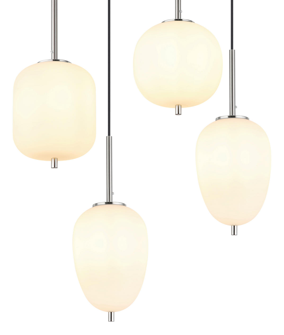 FÜGGŐLÁMPA 80/34/120 cm  - opál/nikkel, Basics, Üveg/fém (80/34/120cm) - Globo