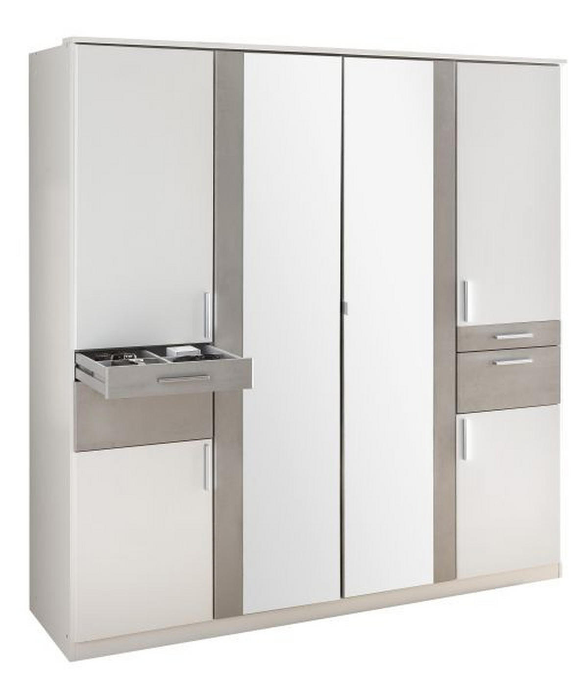 ORMAR ZA ODEĆU siva, bela  180/198/58 cm  - boja aluminijuma/siva, Dizajnerski, pločasti materijal/plastika (180/198/58cm) - Ti'me