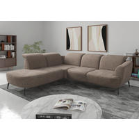 ECKSOFA ZOE E in Chenille Cappuccino  267/300 cm  - Schwarz/Cappuccino, KONVENTIONELL, Textil/Metall (267/300cm) - Sit & More