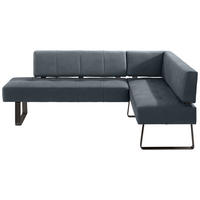 ECKBANK 227/165 cm Mikrofaser Schwarz, Dunkelblau, Blaugrau   - Blaugrau/Schwarz, Design, Textil/Metall (227/165cm) - Moderano
