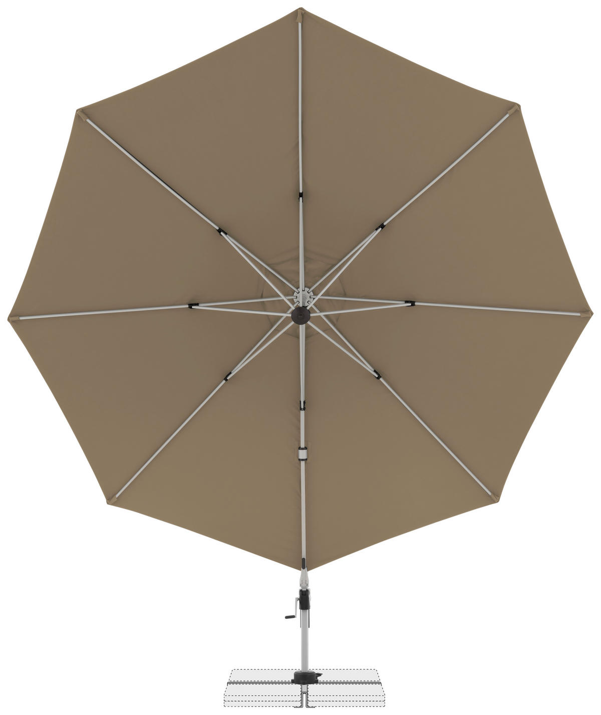 AMPELSCHIRM 370 cm Greige  - Greige/Silberfarben, Basics, Textil/Metall (370cm) - Doppler