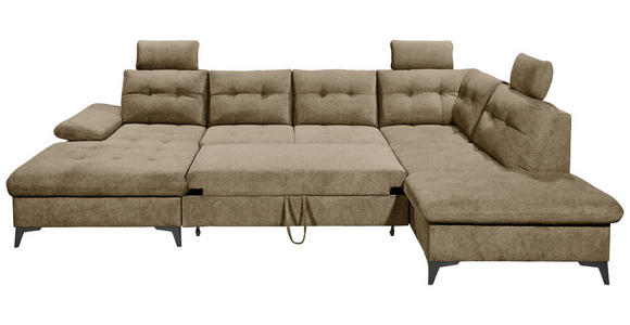 WOHNLANDSCHAFT Sandfarben Webstoff - Sandfarben/Schwarz, KONVENTIONELL, Kunststoff/Textil (170/324/218cm) - Carryhome