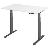 SCHREIBTISCH 120/80/64,5-129,5 cm  in Graphitfarben, Weiß  - Graphitfarben/Weiß, KONVENTIONELL, Holzwerkstoff/Metall (120/80/64,5-129,5cm) - Venda