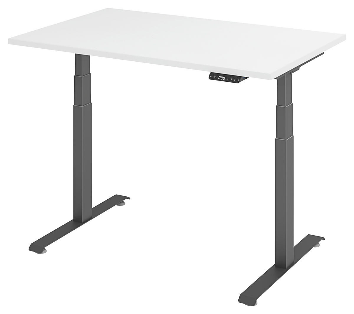 SCHREIBTISCH 120/80/64,5-129,5 cm  in Graphitfarben, Weiß  - Graphitfarben/Weiß, KONVENTIONELL, Holzwerkstoff/Metall (120/80/64,5-129,5cm) - Venda