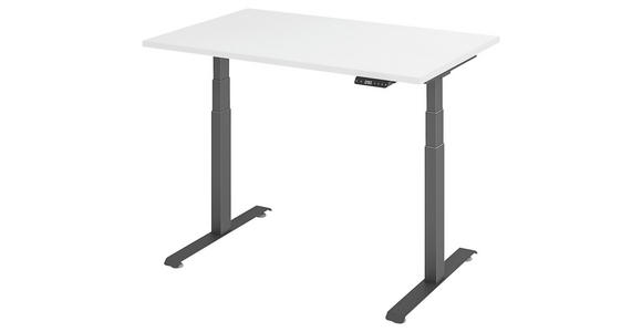 SCHREIBTISCH 120/80/64,5-129,5 cm Graphitfarben, Weiß höhenverstellbar  - Graphitfarben/Weiß, KONVENTIONELL, Holzwerkstoff/Metall (120/80/64,5-129,5cm) - Venda