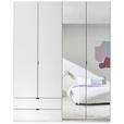 DREHTÜRENSCHRANK 180/225,5/57 cm,  in Weiß, 4-türig  - Schwarz/Weiß, KONVENTIONELL, Glas/Holzwerkstoff (180/225,5/57cm) - Xora