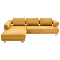 ECKSOFA Gelb Chenille  - Chromfarben/Gelb, Natur, Textil/Metall (214/297cm) - Valdera