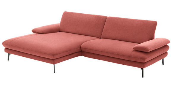 ECKSOFA in Velours Koralle 184/284 cm - Koralle/Schwarz, Design, Textil/Metall (184/284cm) - Dieter Knoll