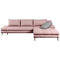 ECKSOFA Rosa Webstoff Zierkissen, Rückenkissen, Bettkasten, Schlaffunktion, Rücken echt, Stauraum  - Erlefarben/Naturfarben, Trend, Textil (313/215cm) - MID.YOU