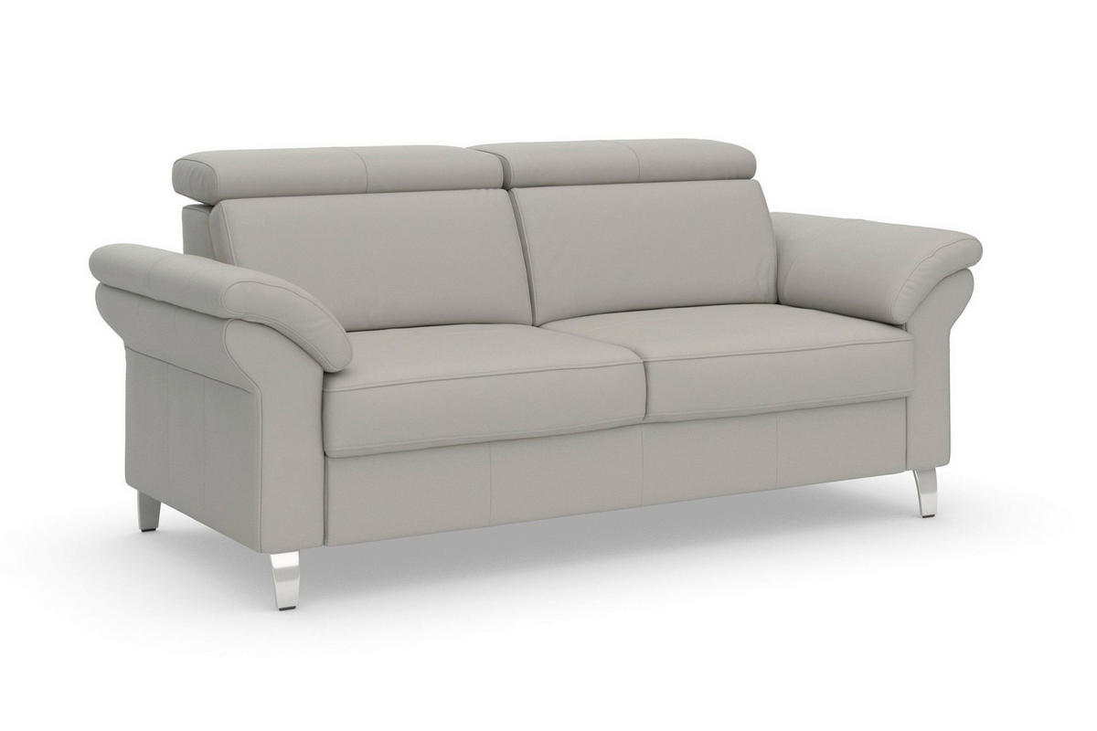 3-SITZER-SOFA ARNGAST E Echtleder Hellgrau  - Chromfarben/Hellgrau, Basics, Leder/Metall (186/84/93cm) - Sit & More