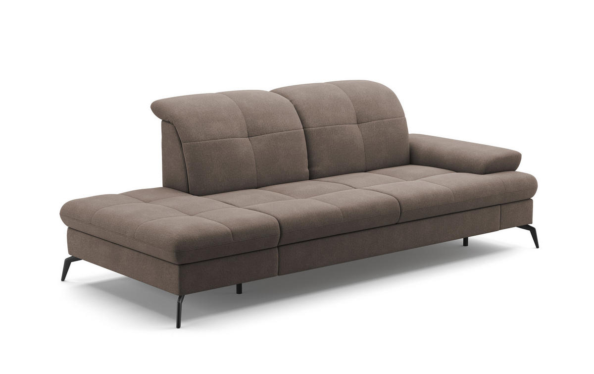 RÉCAMIERE in Flachgewebe Schlammfarben  - Schlammfarben/Schwarz, Konventionell, Textil/Metall (231/90/122cm) - Sit & More