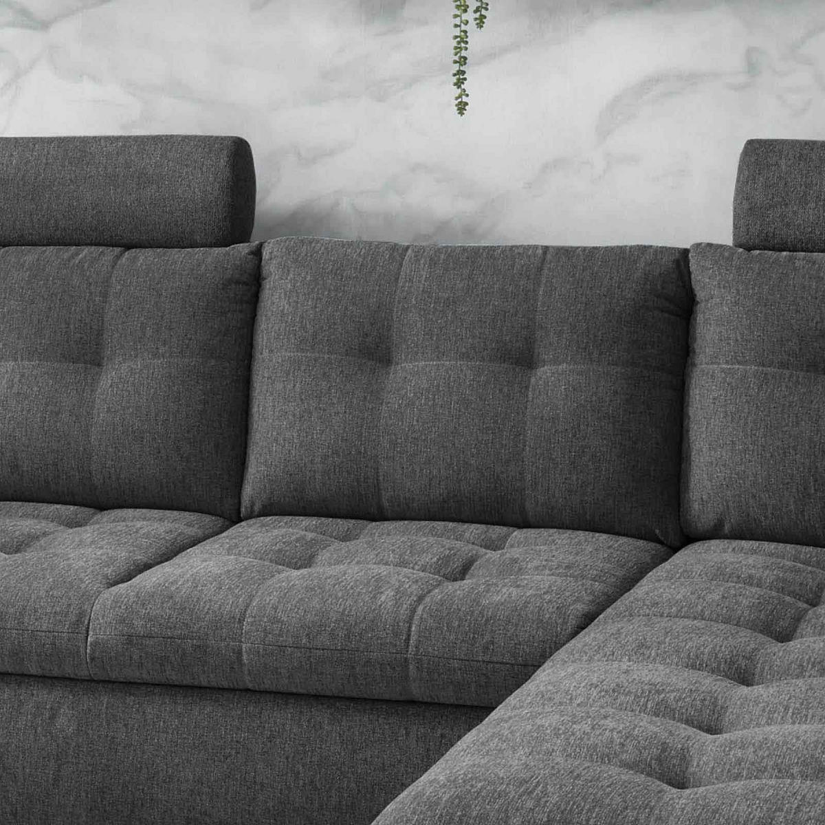 ECKSOFA in Mikrovelours Anthrazit  - Anthrazit, Konventionell, Holzwerkstoff/Kunststoff (283/193cm) - MID.YOU