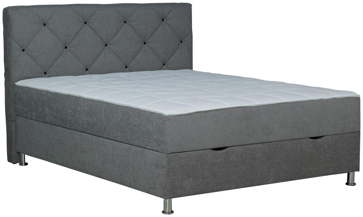 BOXBETT 180/200 cm  in Grau  - Chromfarben/Grau, Design, Kunststoff/Textil (180/200cm) - Boxxx