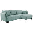 ECKSOFA Mintgrün Chenille  - Schwarz/Mintgrün, KONVENTIONELL, Holz/Textil (290/160cm) - Carryhome