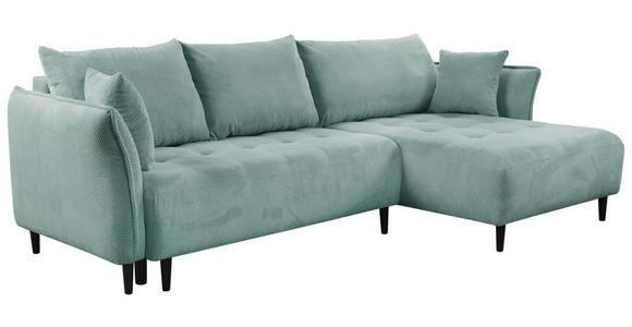 ECKSOFA Mintgrün Chenille - Schwarz/Mintgrün, KONVENTIONELL, Holz/Textil (290/160cm) - Carryhome