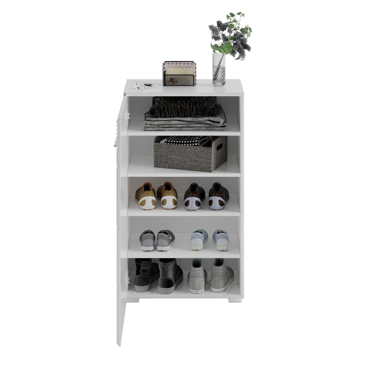 PREDSIEŇOVÝ NÁBYTOK, 115/197/37 cm - biela/biela s vysokým leskom, Design, kompozitné drevo (115/197/37cm) - MID.YOU