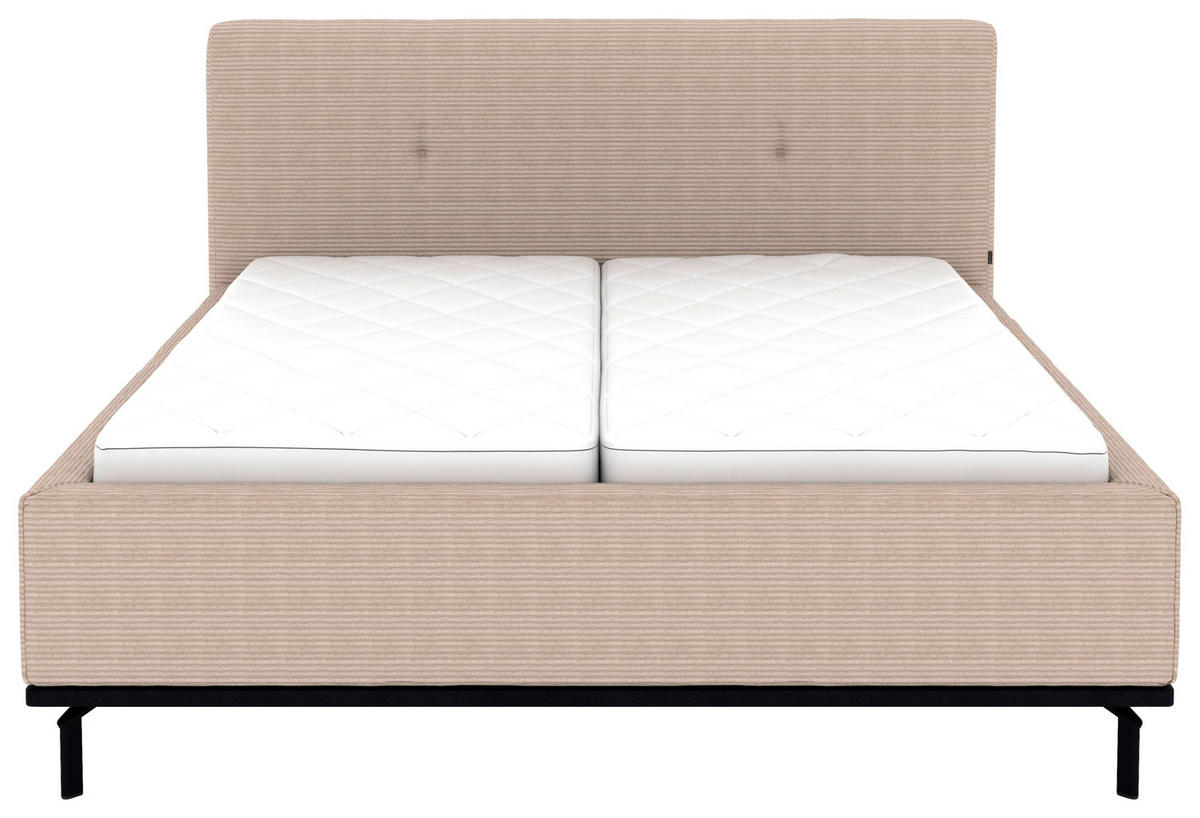 POLSTERBETT Matratze, Lattenrost, Bettkasten 180/200 cm  in Taupe  - Taupe/Graphitfarben, Design, Holz/Textil (180/200cm) - Musterring
